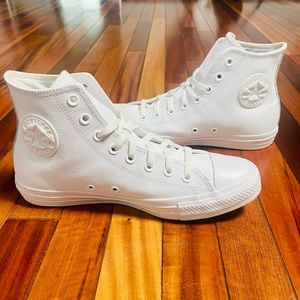 Converse All Star Chuck Taylor white leather high tops unisex